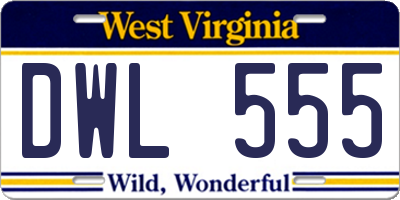 WV license plate DWL555