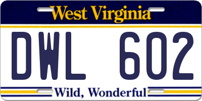WV license plate DWL602