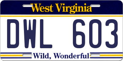 WV license plate DWL603
