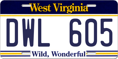 WV license plate DWL605
