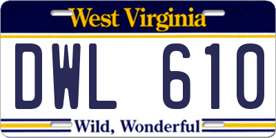 WV license plate DWL610