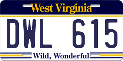 WV license plate DWL615