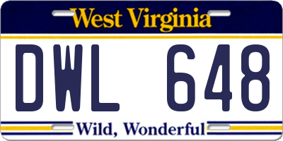 WV license plate DWL648