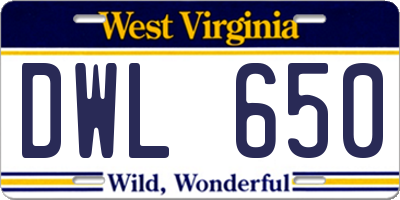 WV license plate DWL650