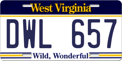 WV license plate DWL657