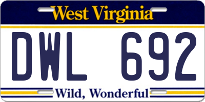 WV license plate DWL692
