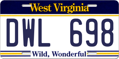 WV license plate DWL698