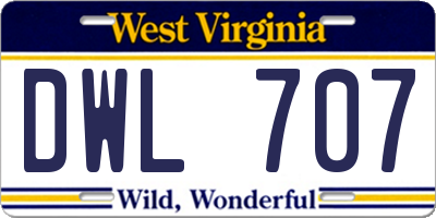 WV license plate DWL707