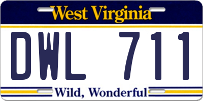 WV license plate DWL711