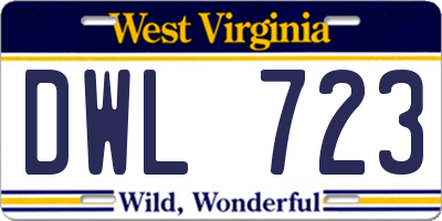 WV license plate DWL723