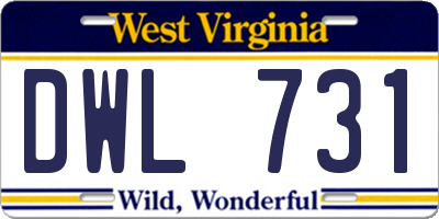 WV license plate DWL731
