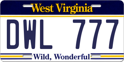 WV license plate DWL777