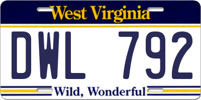 WV license plate DWL792