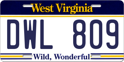 WV license plate DWL809