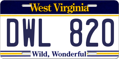 WV license plate DWL820