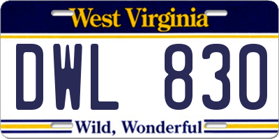 WV license plate DWL830