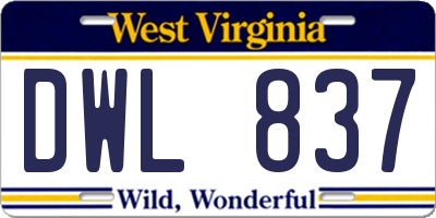 WV license plate DWL837