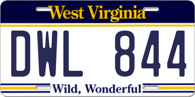 WV license plate DWL844