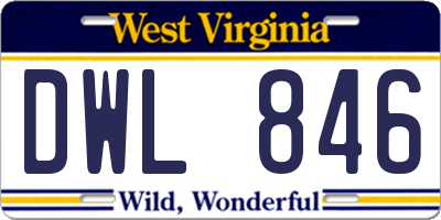 WV license plate DWL846