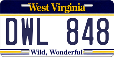 WV license plate DWL848