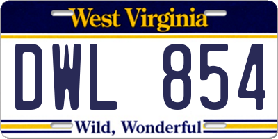 WV license plate DWL854