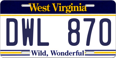 WV license plate DWL870