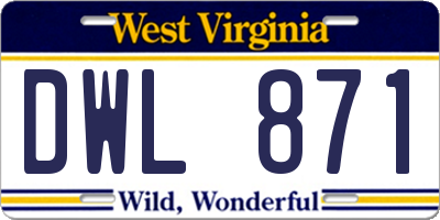 WV license plate DWL871