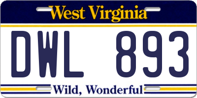 WV license plate DWL893