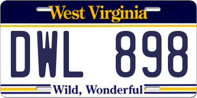 WV license plate DWL898