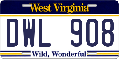 WV license plate DWL908