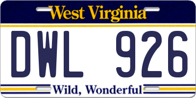 WV license plate DWL926