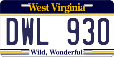 WV license plate DWL930