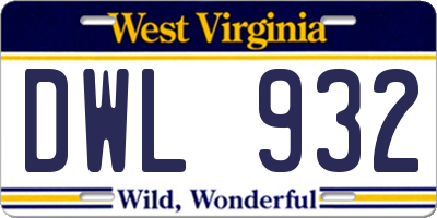 WV license plate DWL932
