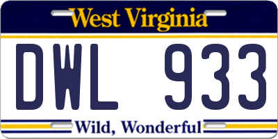 WV license plate DWL933