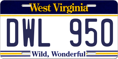 WV license plate DWL950