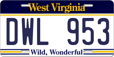 WV license plate DWL953