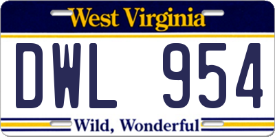 WV license plate DWL954