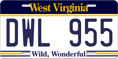WV license plate DWL955