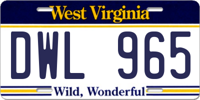 WV license plate DWL965