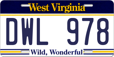 WV license plate DWL978