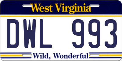 WV license plate DWL993
