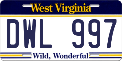 WV license plate DWL997