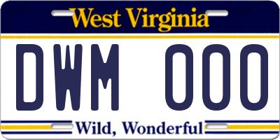 WV license plate DWM000