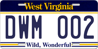 WV license plate DWM002