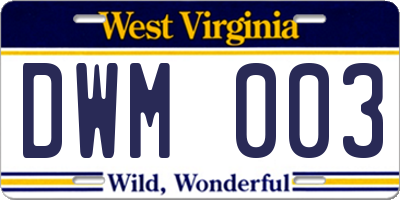 WV license plate DWM003