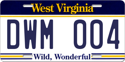 WV license plate DWM004