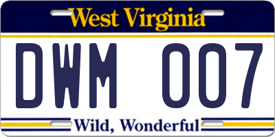 WV license plate DWM007