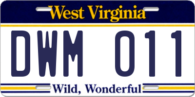 WV license plate DWM011