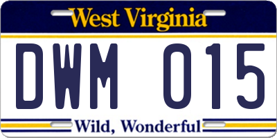 WV license plate DWM015
