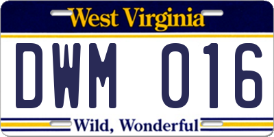 WV license plate DWM016